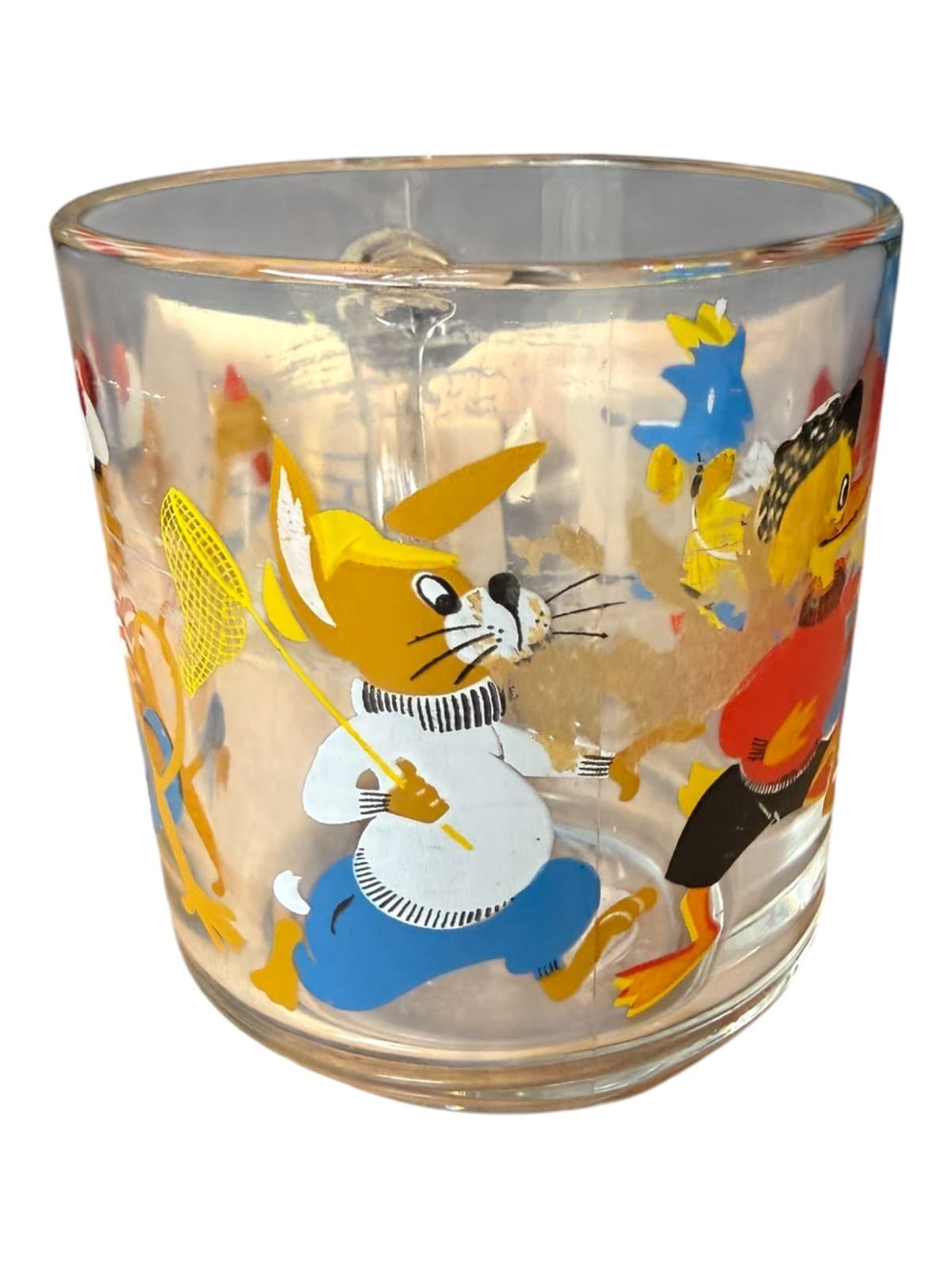 Vintage Arcoroc France Clear Glass Coffee Mug Cartoon Characters Painted - Thumbnail 6