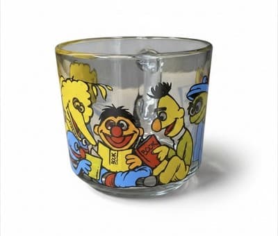 Vintage Muppets Clear Glass Sesame Street Coffee Mug Oscar the Grouch Big Bird - Thumbnail 3