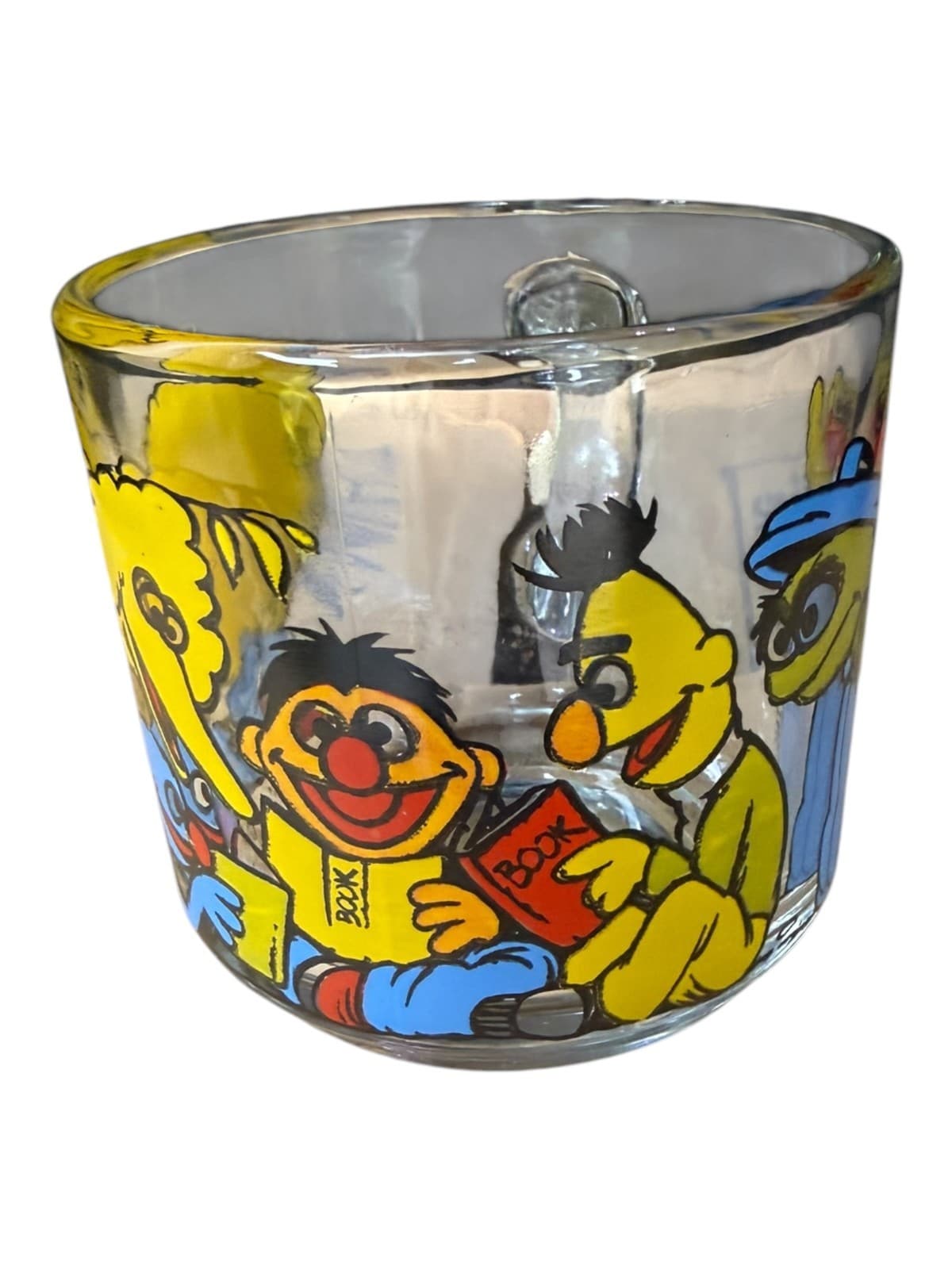 Vintage Muppets Clear Glass Sesame Street Coffee Mug Oscar the Grouch Big Bird - Thumbnail 5