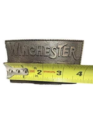 Vintage Brass Belt Buckle Winchester Repeating Arms New Haven Conn. Rifle Guns - Thumbnail 2