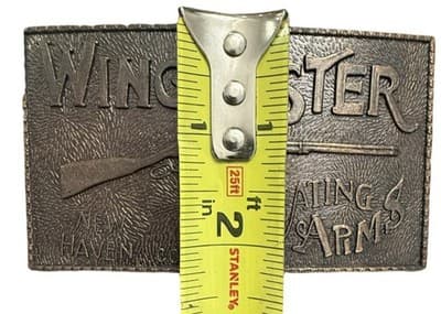 Vintage Brass Belt Buckle Winchester Repeating Arms New Haven Conn. Rifle Guns - Thumbnail 3