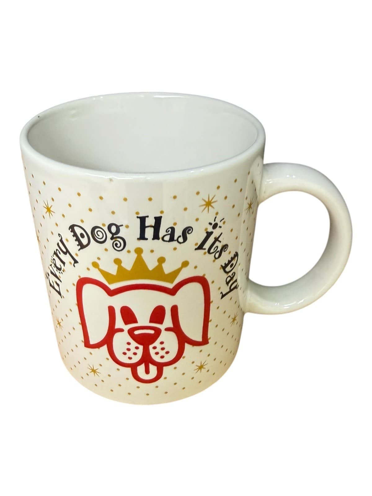 Vintage Houston Foods Every Dog Has Its Day Coffee Mug Red Dog Crown Gold HF 97 - Thumbnail 4