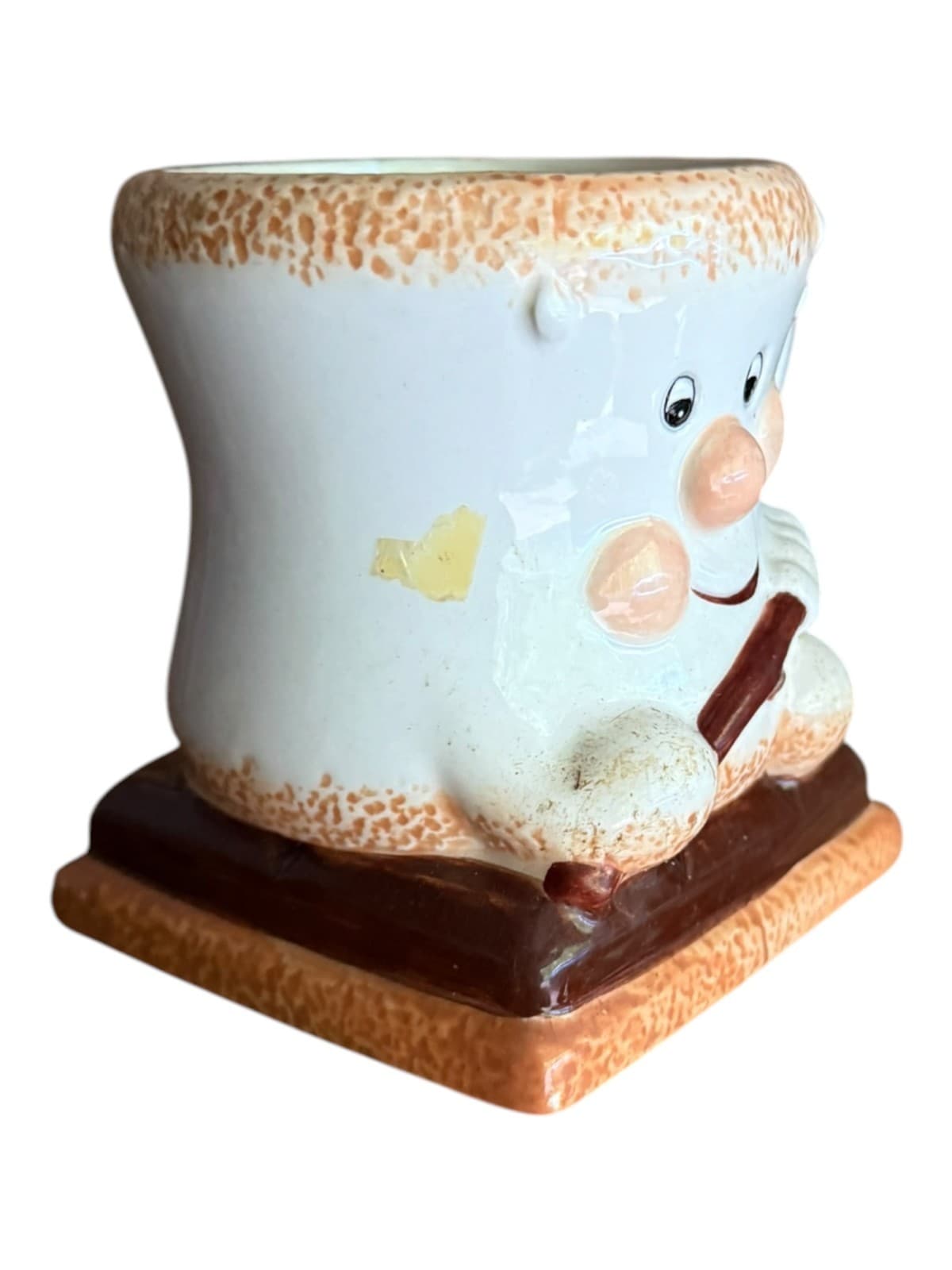 Vintage Houston Harvest Marshmallow S'mores Coffee Mug Cup White Brown Ceramic - Thumbnail 3
