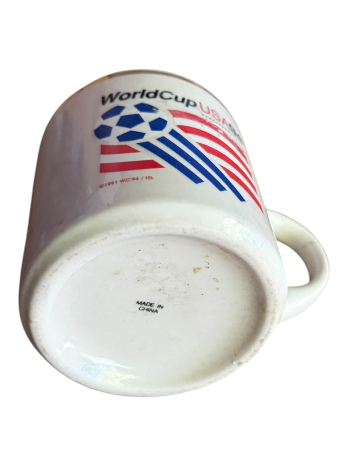 Vintage 1994 FIFA World Cup USA Coffee Mug White Gold Rim Soccer Ceramic - Thumbnail 4