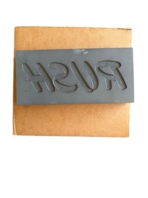 Vintage Letterpress Cut Printing Block Type High ‘RUSH’ 7.5in x 3.5in - Image 1