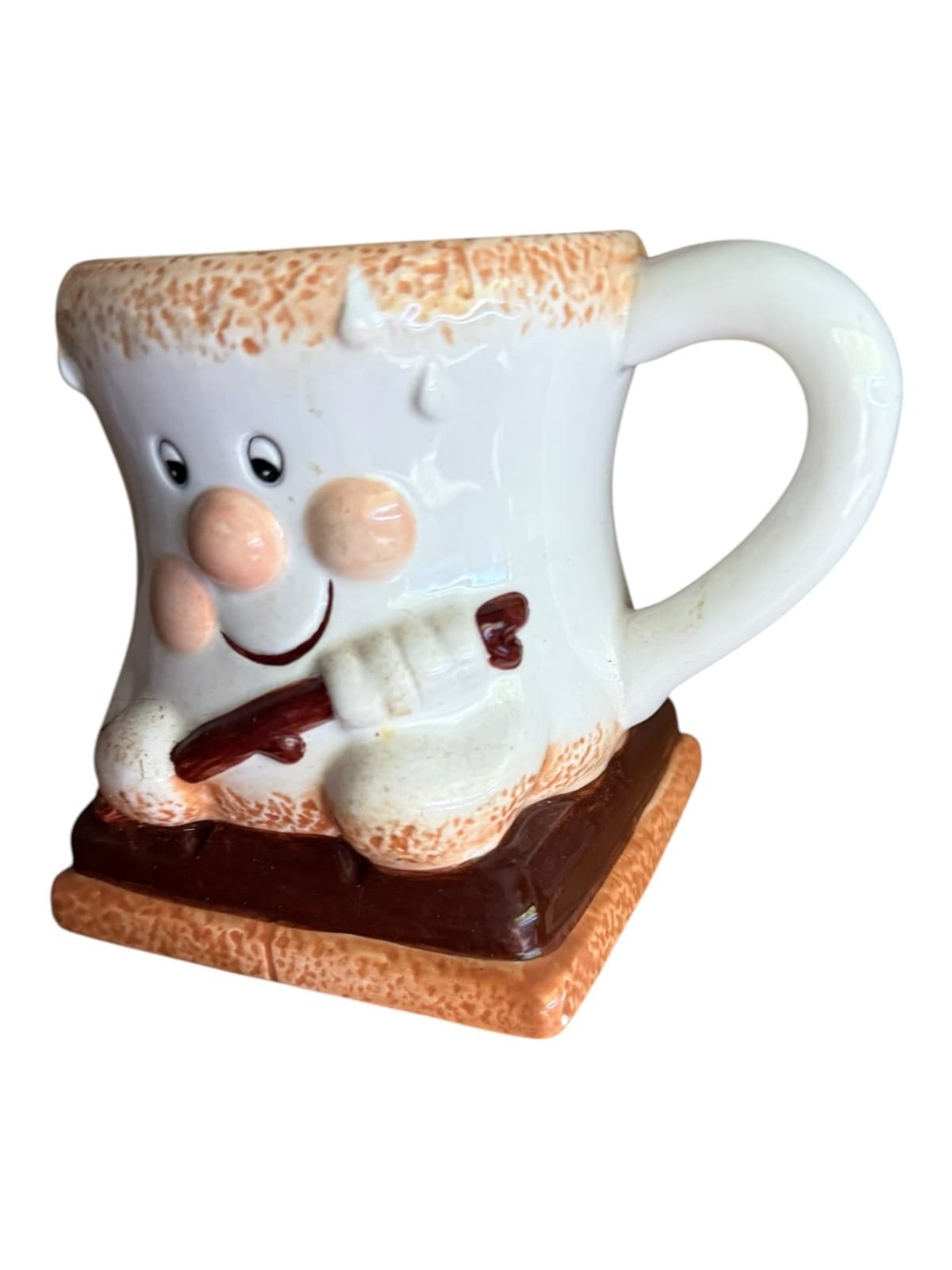 Vintage Houston Harvest Marshmallow S'mores Coffee Mug Cup White Brown Ceramic - Thumbnail 2
