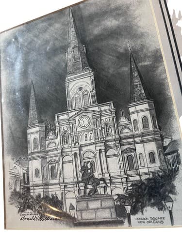 Jackson Square New Orleans Drawing by Donald B. Williams Signed With Note - Thumbnail 5