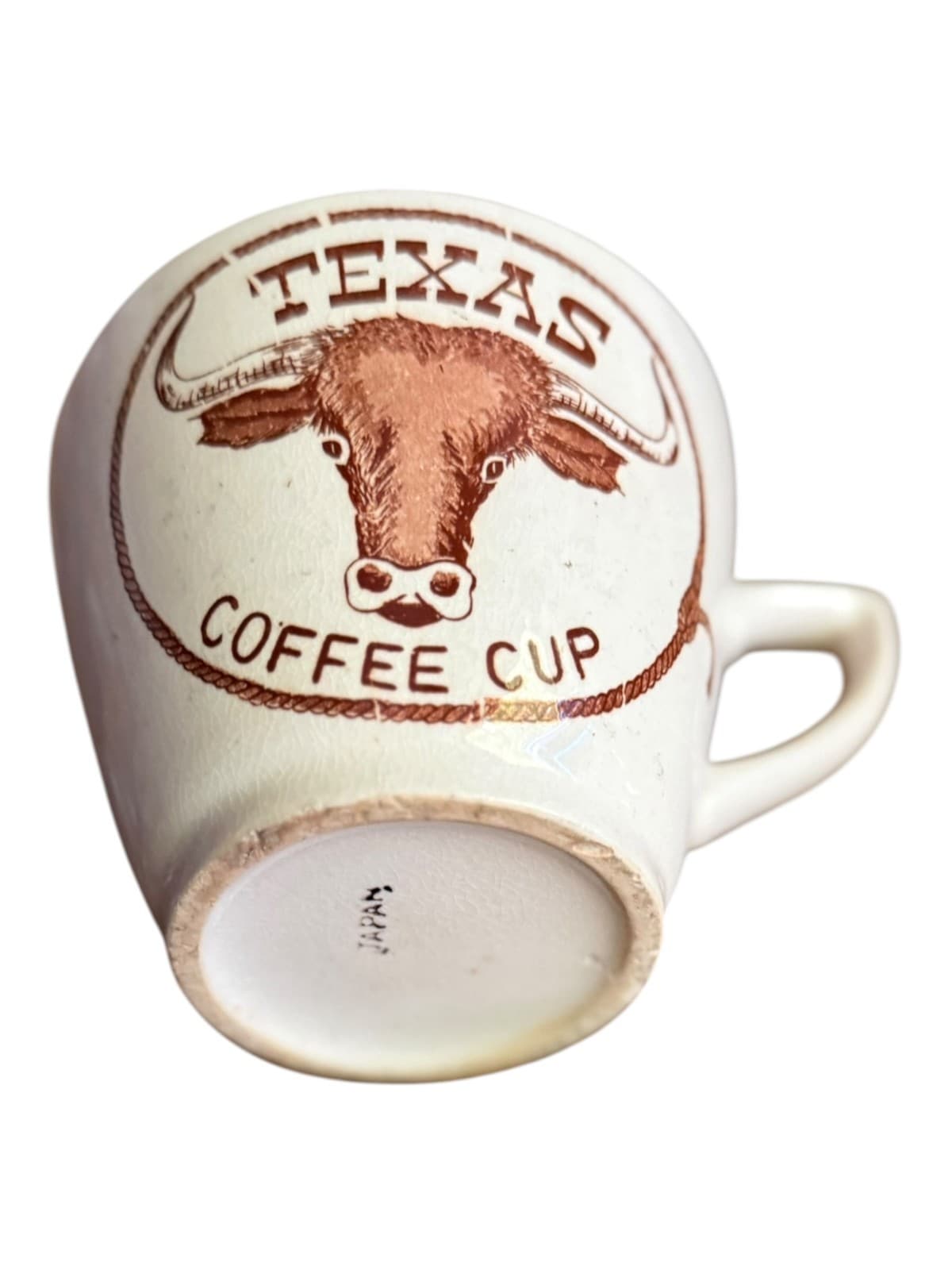 Vintage Texas Longhorn Bull Souvenir Coffee Mug White Brown Trim Ceramic - Thumbnail 6