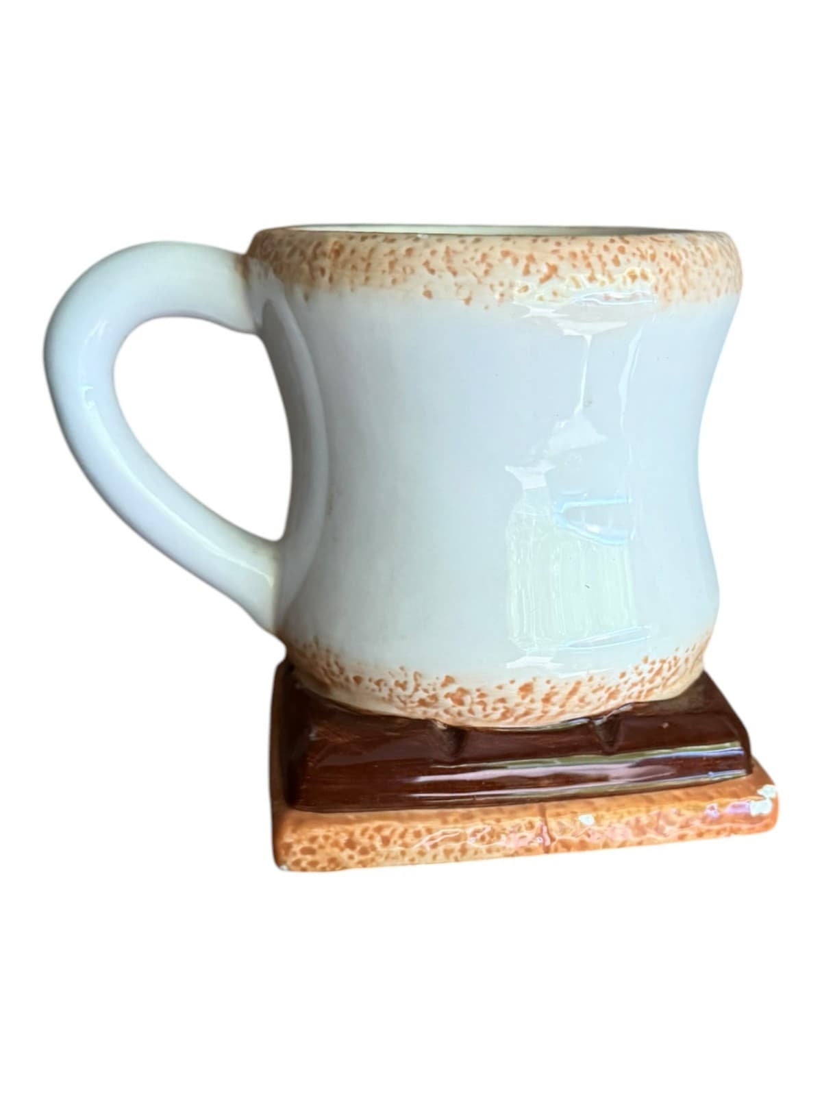 Vintage Houston Harvest Marshmallow S'mores Coffee Mug Cup White Brown Ceramic - Thumbnail 4