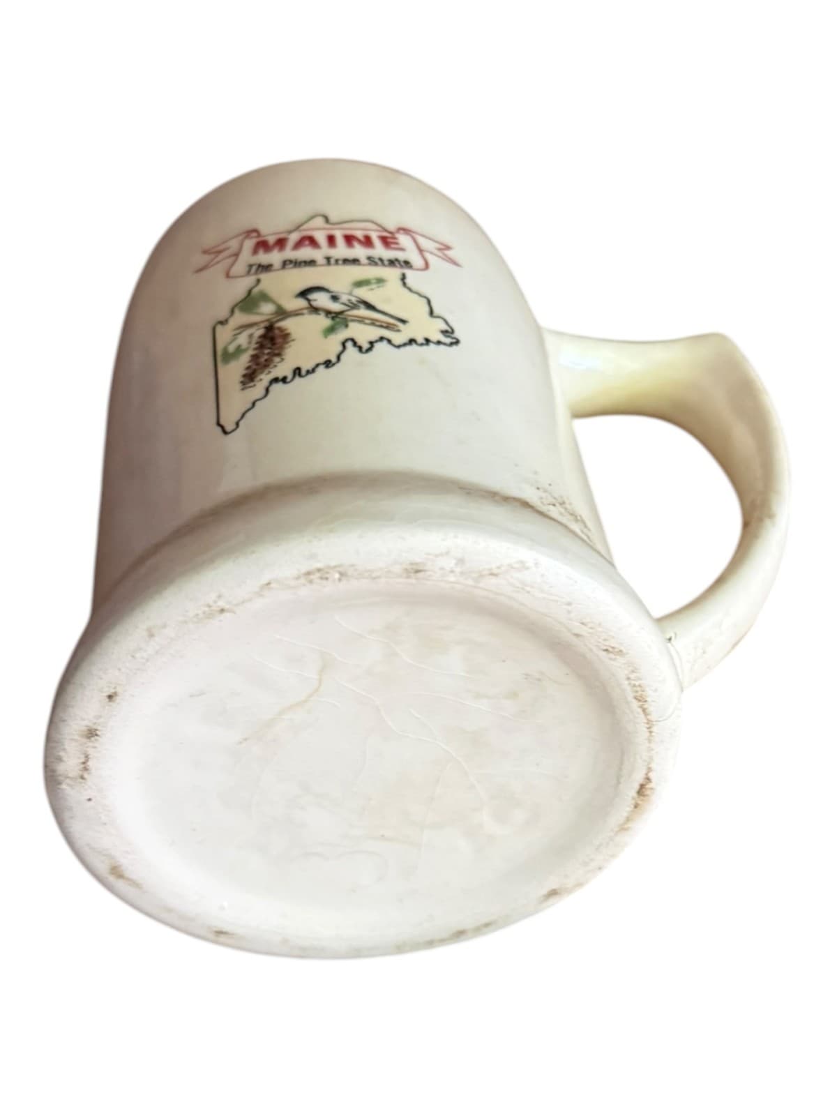 Vintage Maine The Pine Tree State Souvenir Coffee Mug Stein Gold Trim Ceramic - Thumbnail 3