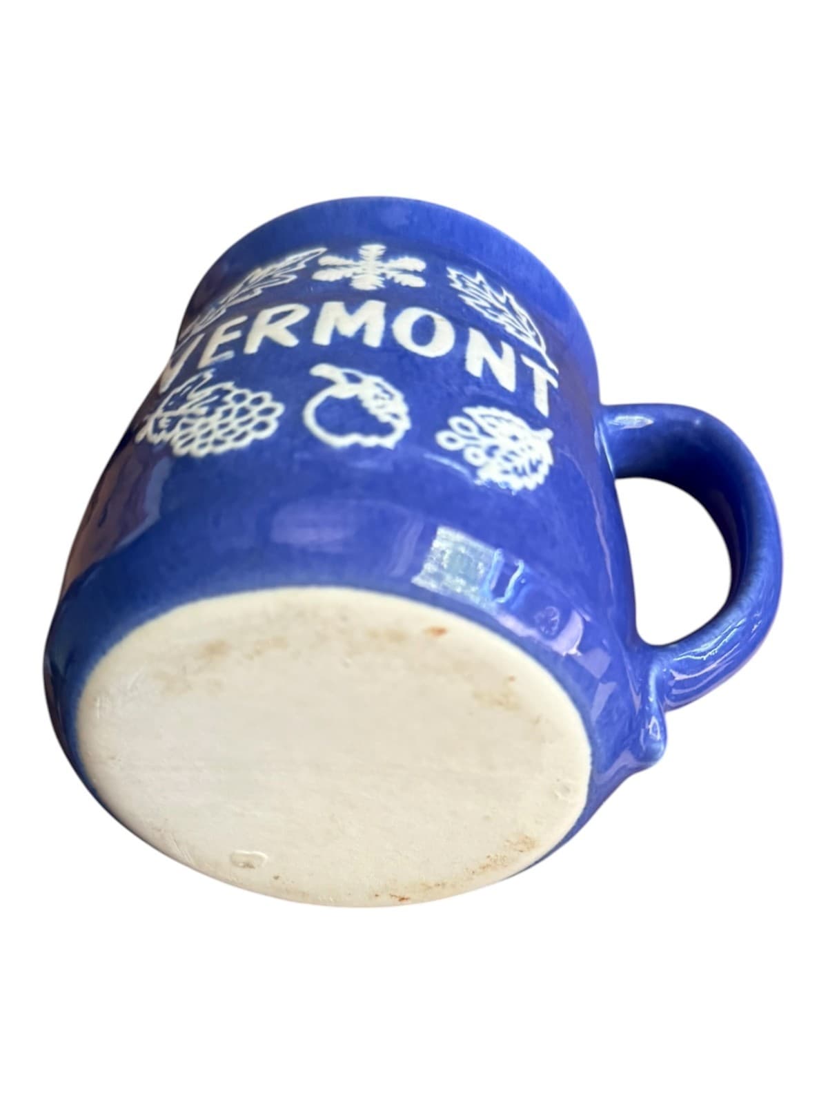 Vintage Vermont Coffee Mug Blue Ceramic Handcrafted Embossed - Thumbnail 5
