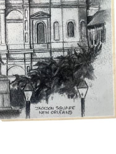Jackson Square New Orleans Drawing by Donald B. Williams Signed With Note - Thumbnail 4