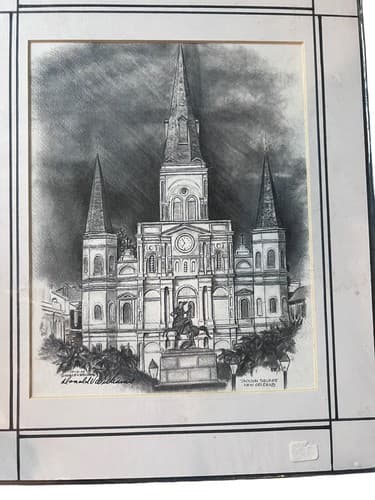Jackson Square New Orleans Drawing by Donald B. Williams Signed With Note - Thumbnail 2