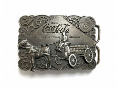 Coca Cola Soda Pop Coke Vintage 1976 Bergamot Brass W Collectable Belt Buckle - Image 1