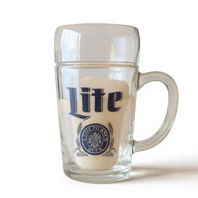 Vintage MILLER BEER 8" X 3" Heavy Glass Beer Alcohol Frozen Chilled Mug - Thumbnail 2