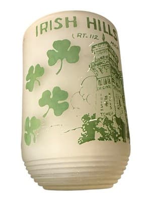 Vintage Irish Hills Towers Michigan Frosted Glass Mug Shamrocks Souvenir - Thumbnail 3