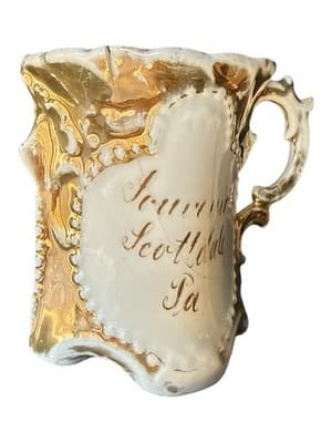 Antique Victorian Souvenir Shaving Mug “From Scotland, Pa” Gold Gilt - Thumbnail 2