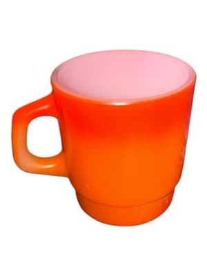 Vintage Fire-King Peach Luster Mug Anchor Hocking Milk Glass C-Handle - Thumbnail 3