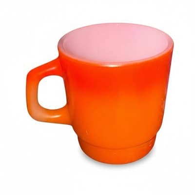 Vintage Fire-King Peach Luster Mug Anchor Hocking Milk Glass C-Handle - Image 1