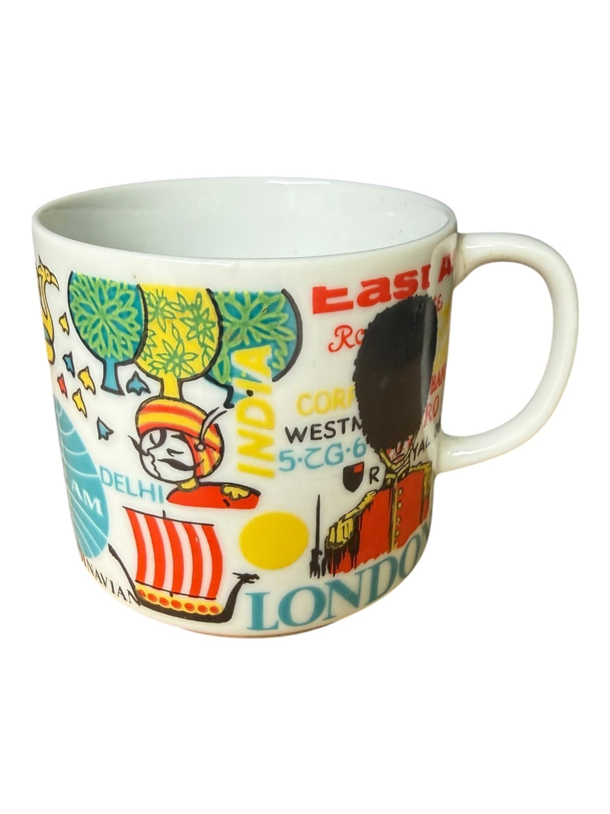 Vintage Pan Am Airlines World Travel Coffee Mug Cup London Delhi Bangkok Rome - Thumbnail 3