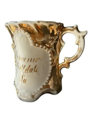 Antique Victorian Souvenir Shaving Mug “From Scotland, Pa” Gold Gilt - Thumbnail 3