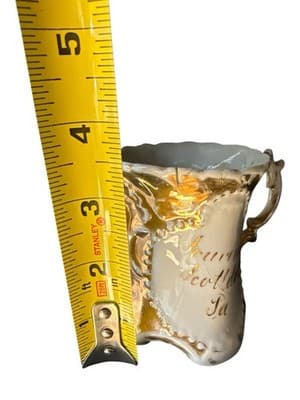 Antique Victorian Souvenir Shaving Mug “From Scotland, Pa” Gold Gilt - Thumbnail 6