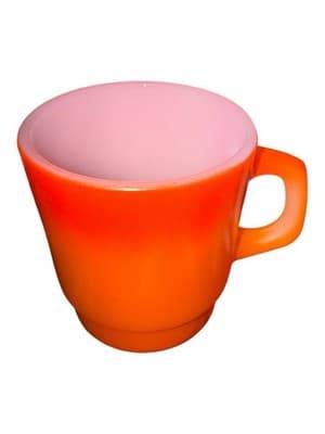 Vintage Fire-King Peach Luster Mug Anchor Hocking Milk Glass C-Handle - Thumbnail 2