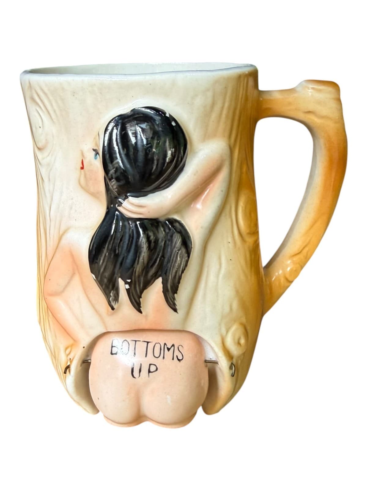 Vintage Naughty Erotic Bottoms Up Lady Ceramic Coffee Mug - Image 1