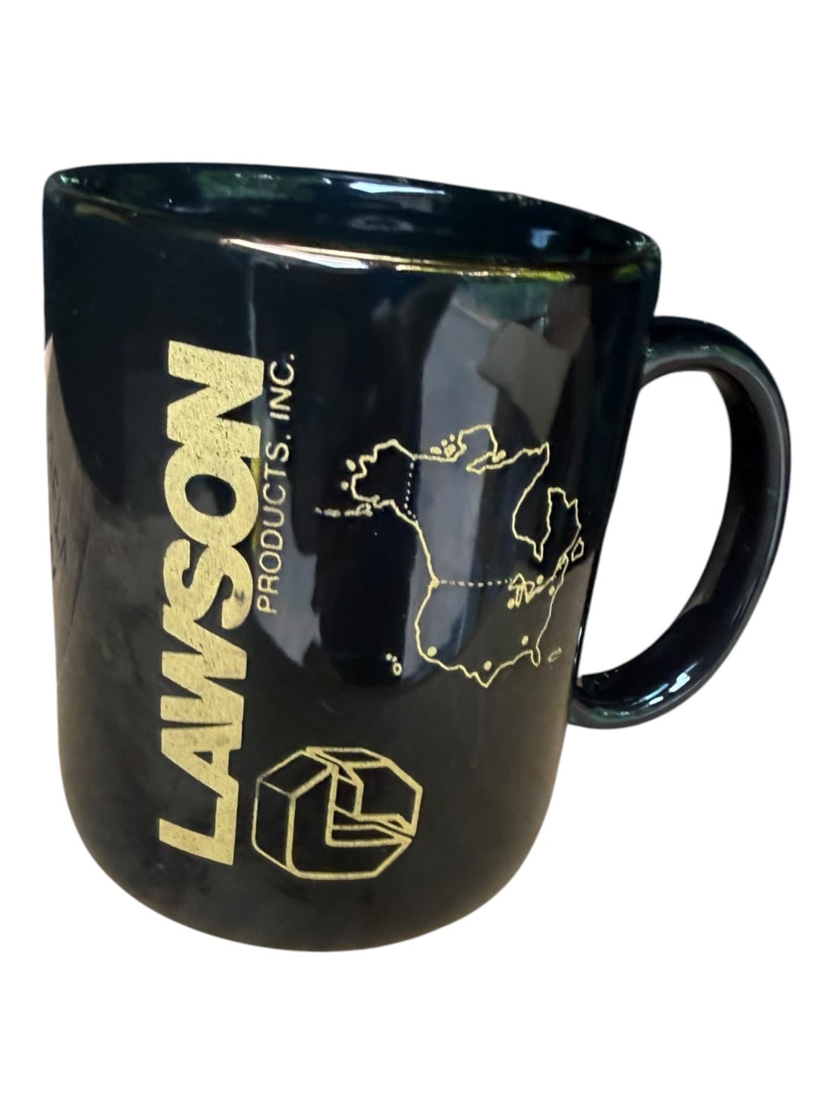 Lawson Products Black Ceramic Coffee Mug with Gold Map Logo - Thumbnail 2