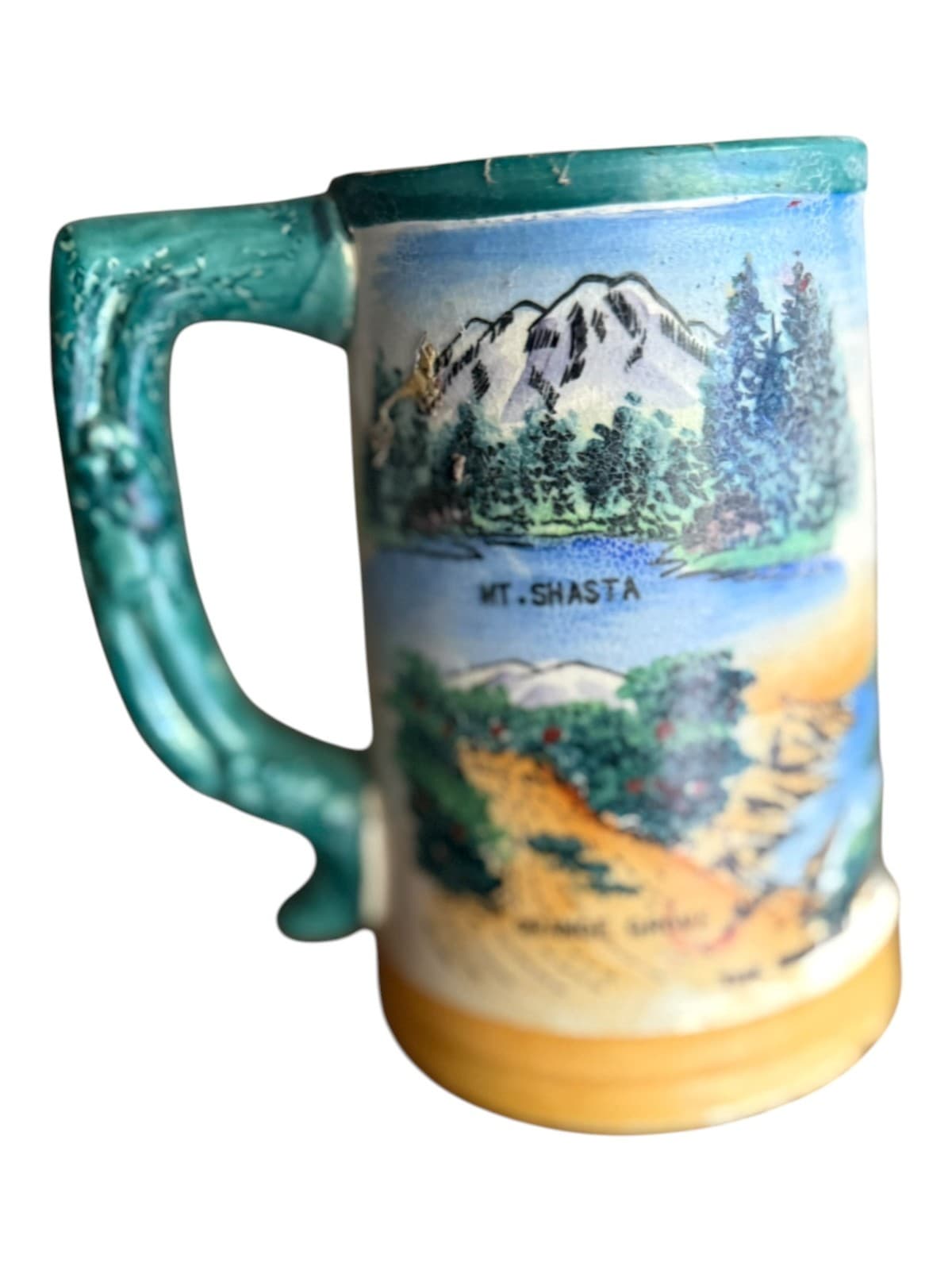 VTG California State Capitol Giant Redwood Tree Mt Shasta Ceramic Beer Stein Mug - Thumbnail 4
