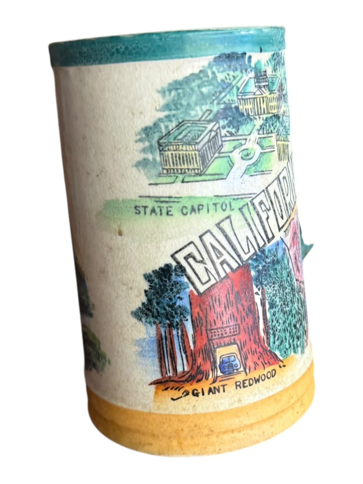 VTG California State Capitol Giant Redwood Tree Mt Shasta Ceramic Beer Stein Mug - Thumbnail 3