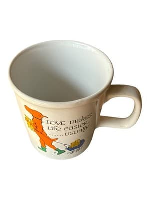 Vintage Love Makes Life Easier Usually Mug w Lid Funny Dog Stroller Cartoon - Thumbnail 5