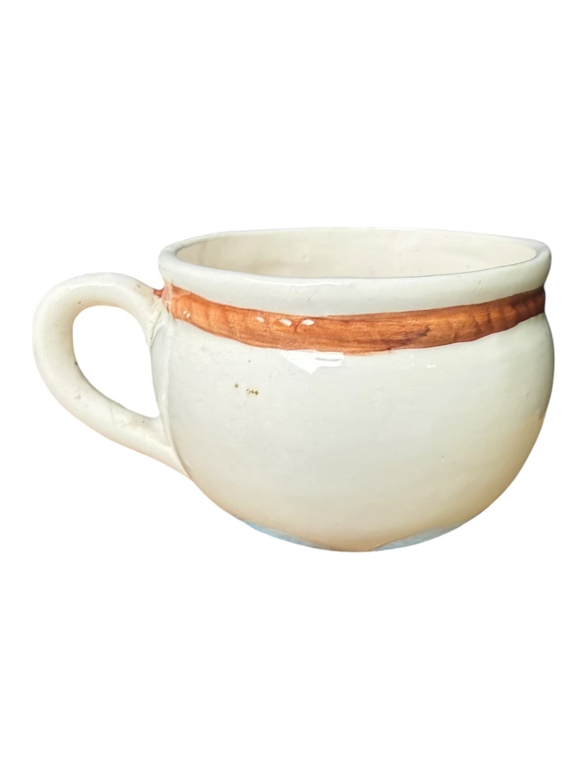 Vintage Walking Feet Ceramic Coffee Mug Cup White with Handle Brown Foot & Trim - Thumbnail 3