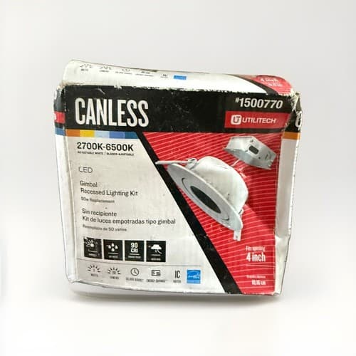 1 Utilitech Canless Gimbal Recessed Lighting Kit Adjustable Color 2700-6500K 4in - Image 1