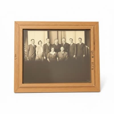 Antique 1910’s Framed Black & White Family Portrait Photo 8x10 w/ Names - Image 1