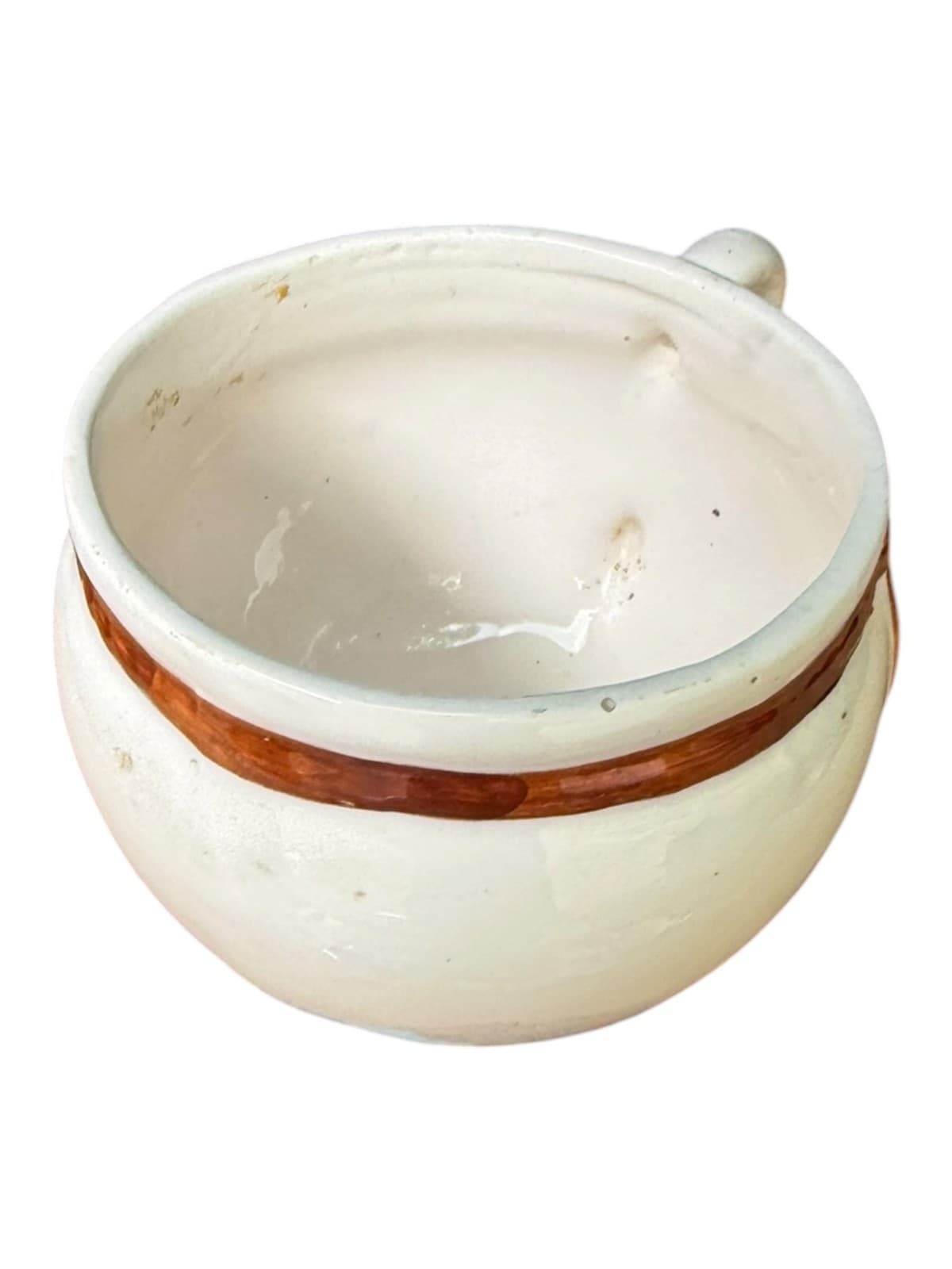 Vintage Walking Feet Ceramic Coffee Mug Cup White with Handle Brown Foot & Trim - Thumbnail 5
