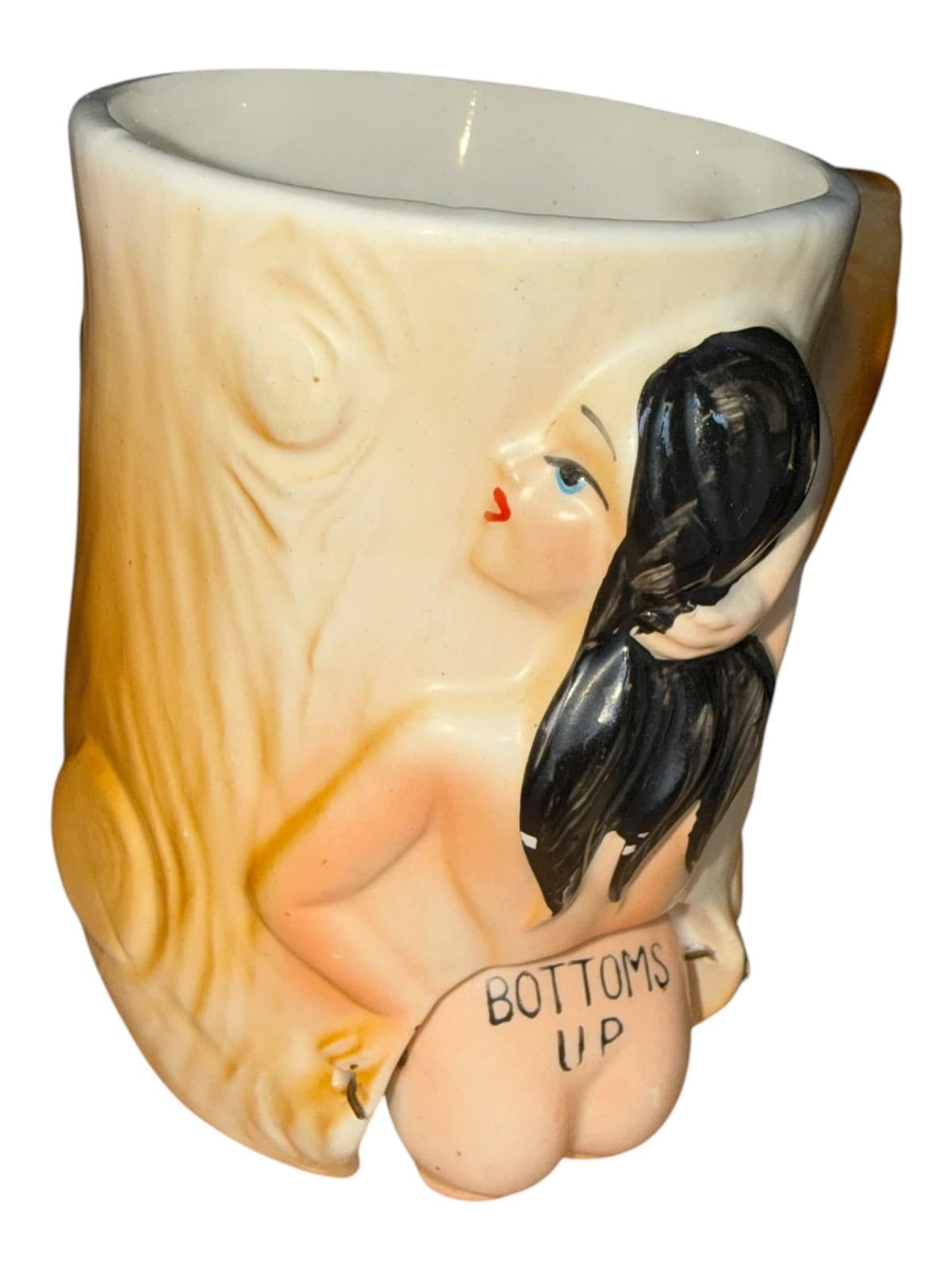 Vintage Naughty Erotic Bottoms Up Lady Ceramic Coffee Mug - Thumbnail 2