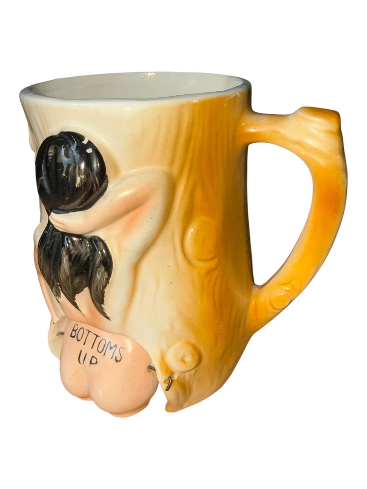 Vintage Naughty Erotic Bottoms Up Lady Ceramic Coffee Mug - Thumbnail 3