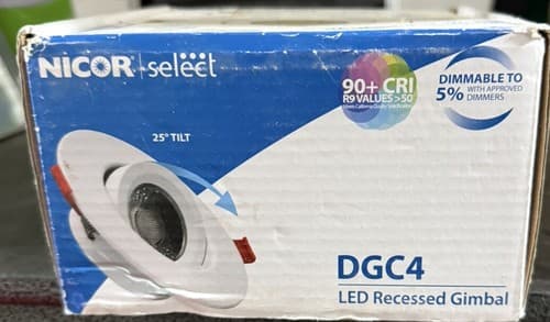 Nicor Canless Recessed LED Gimbal Downlight White 9W 120V 4" DGC43120SRDWH - Thumbnail 2