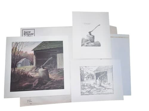 1977 Jim Harrison Woodpile Signed No 130 Study Sketches & Print Collector Print - Image 1