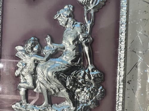 Vintage 1950s Metalcraft 3D Four Seasons Acorns & Cupid Angels Framed Art Set - Thumbnail 9