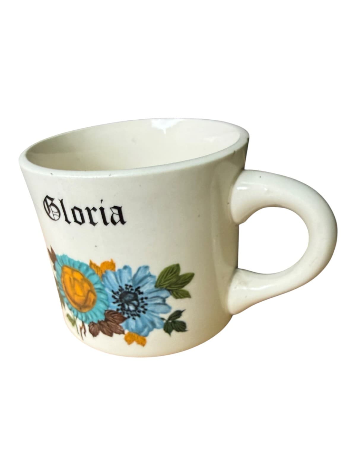 Vintage Gloria Floral Design Ceramic Coffee Mug White - Thumbnail 2