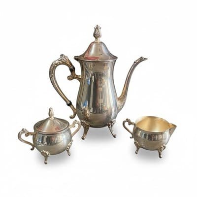 Vintage Leonard Silver Plated 3-Piece Coffee Tea Set Claw Feet - Image 1