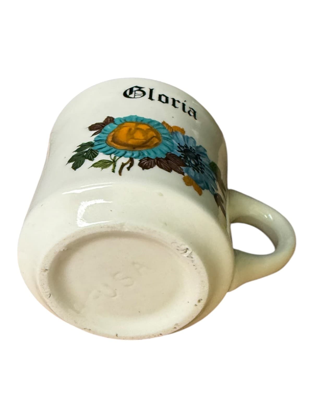 Vintage Gloria Floral Design Ceramic Coffee Mug White - Thumbnail 4