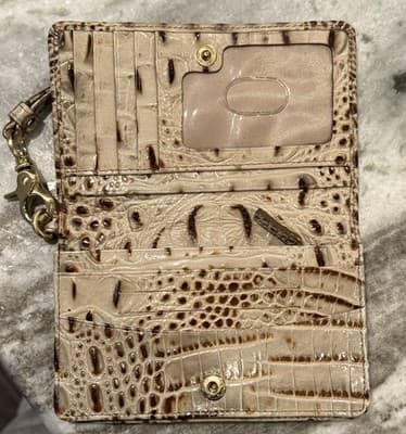 Brahmin Ady Wallet Crocodile Embossed Almond Beige - Thumbnail 4