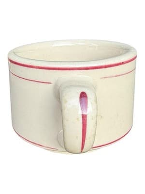 Sterling China Desert Tan Mug Red Stripe Diner Ware USA Vintage - Thumbnail 3