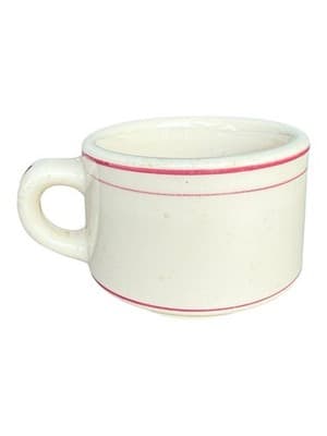 Sterling China Desert Tan Mug Red Stripe Diner Ware USA Vintage - Image 1