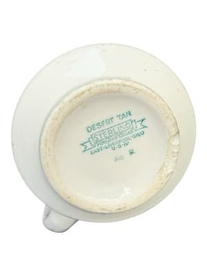Sterling China Desert Tan Mug Red Stripe Diner Ware USA Vintage - Thumbnail 5