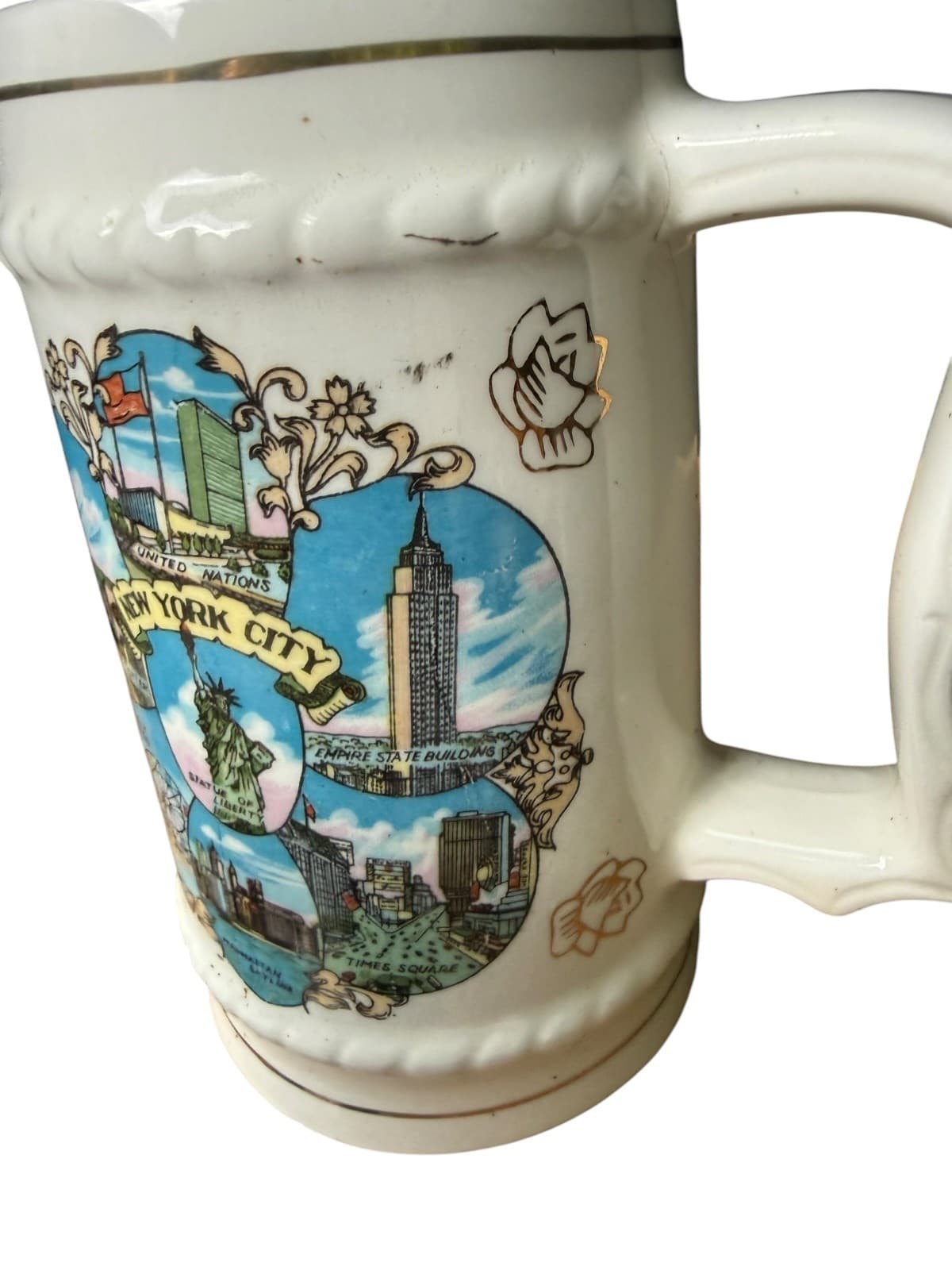 Vintage New York City Statue of Liberty Souvenir Beer Stein Mug Ceramic - Thumbnail 6