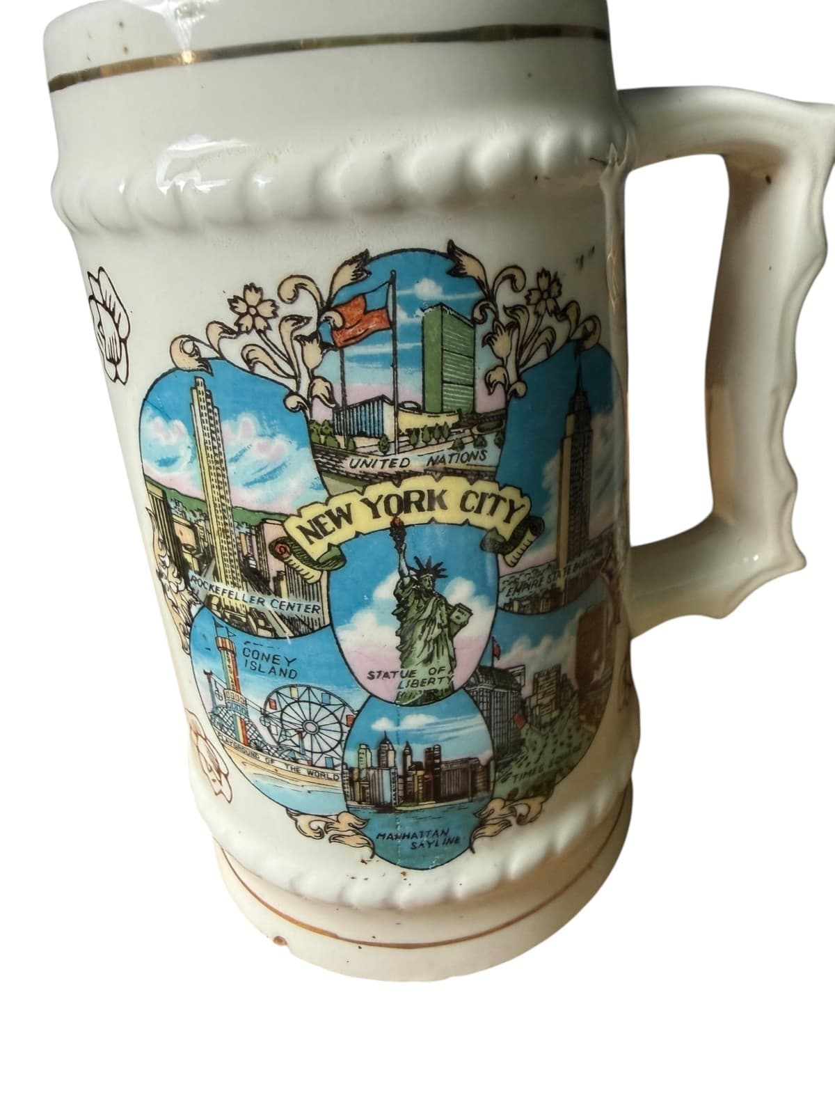 Vintage New York City Statue of Liberty Souvenir Beer Stein Mug Ceramic - Thumbnail 5